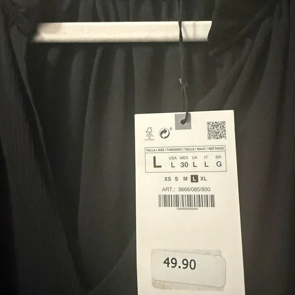 NWT Zara Black Long Sleeve MINI Dress - Picture 5 of 5